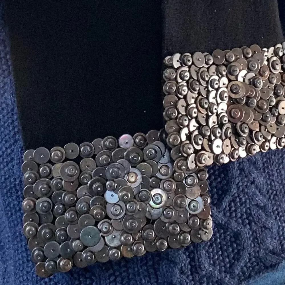 BURBERRY Black Cashmere Scarf with Copper Metallic Trim EUC